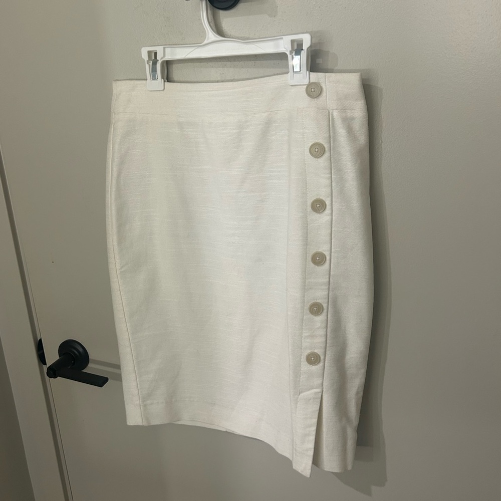 Ann Taylor LOFT White Cotton Pencil Business Skirt